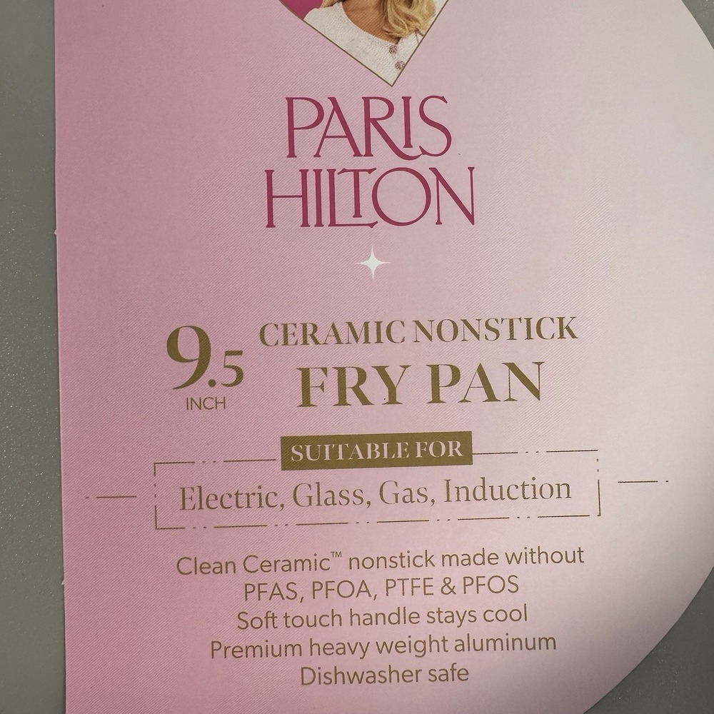 Paris Hilton 9.5" Ceramic Nonstick Fry Pan Pink Aluminum Induction Safe - Picture 4 of 7